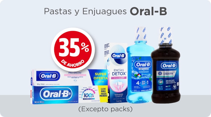 35% de ahorro en pastas y enjuagues oral-b